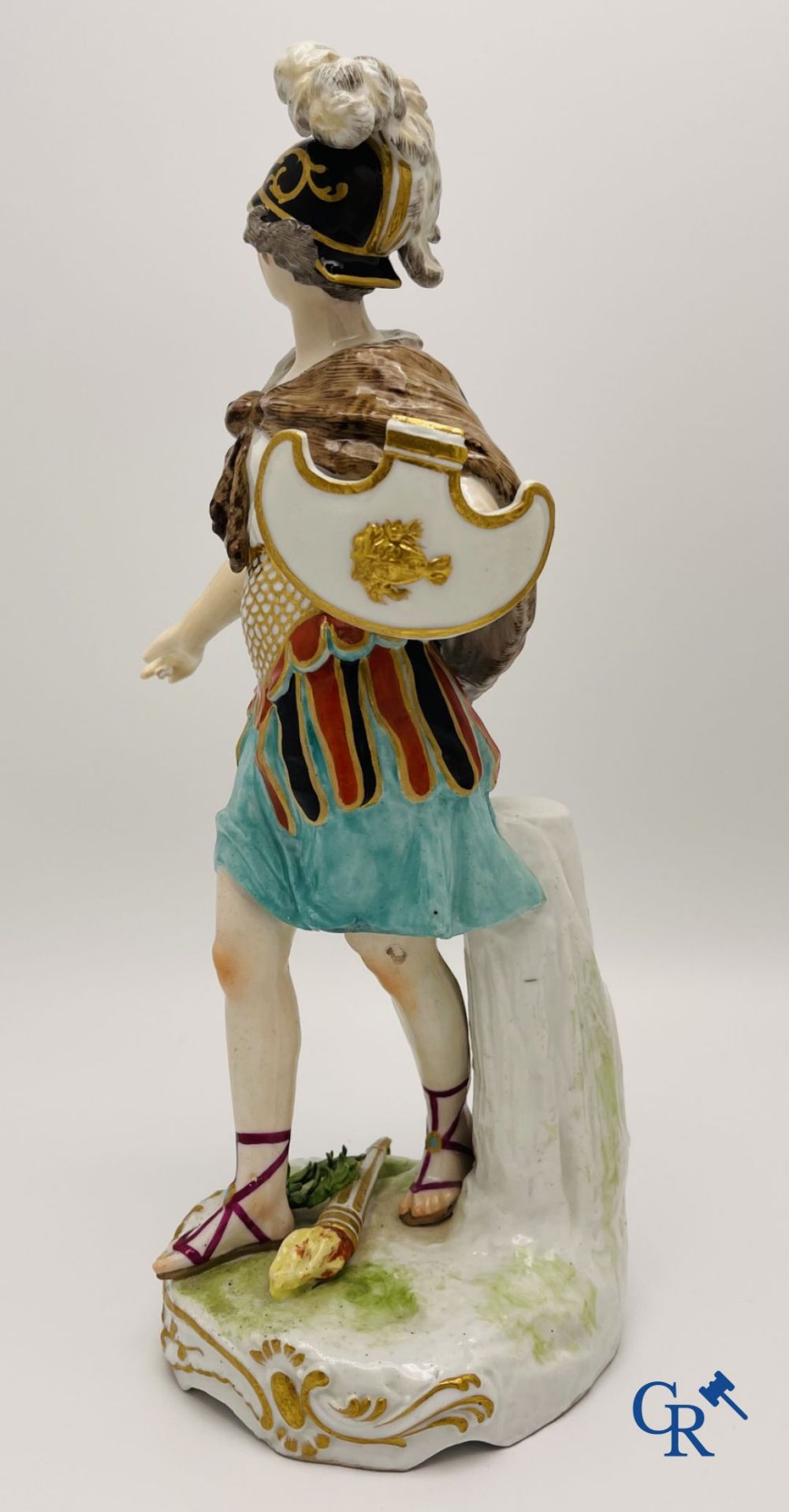 A pair of polychrome porcelain figures in the manner of Meissen. - Image 4 of 9