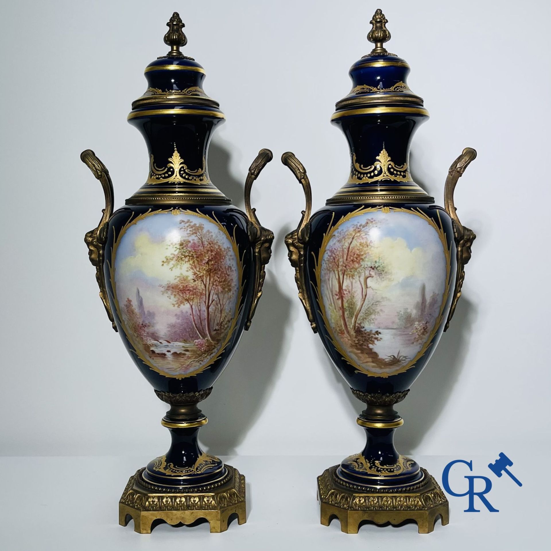 Porcelain: Sèvres: Pair of bronze mounted vases in Sèvres porcelain.. - Image 2 of 6