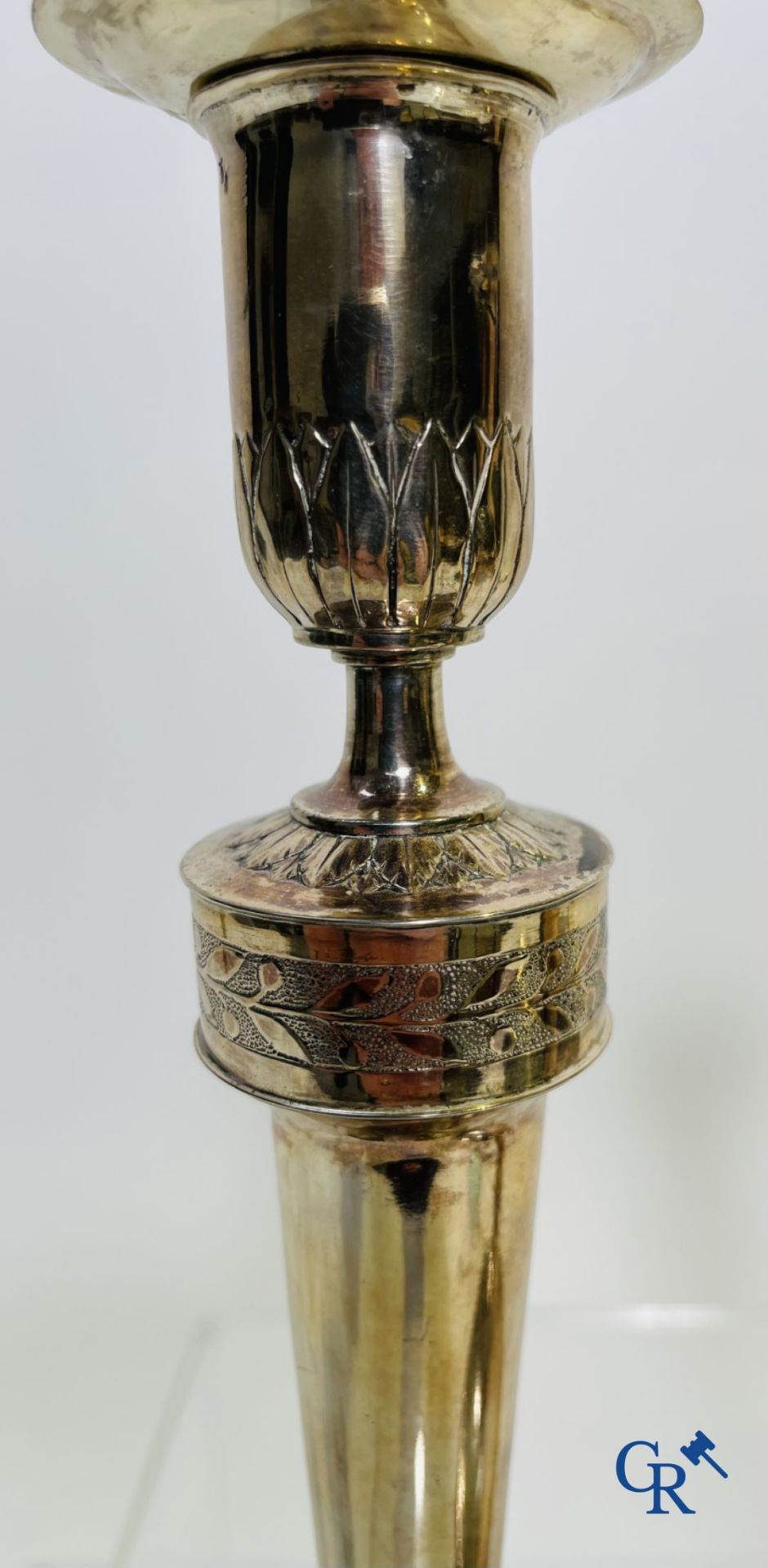 Silver: Pair of silver candlesticks probably Namur, Jean-Baptiste Fallon. - Image 19 of 23