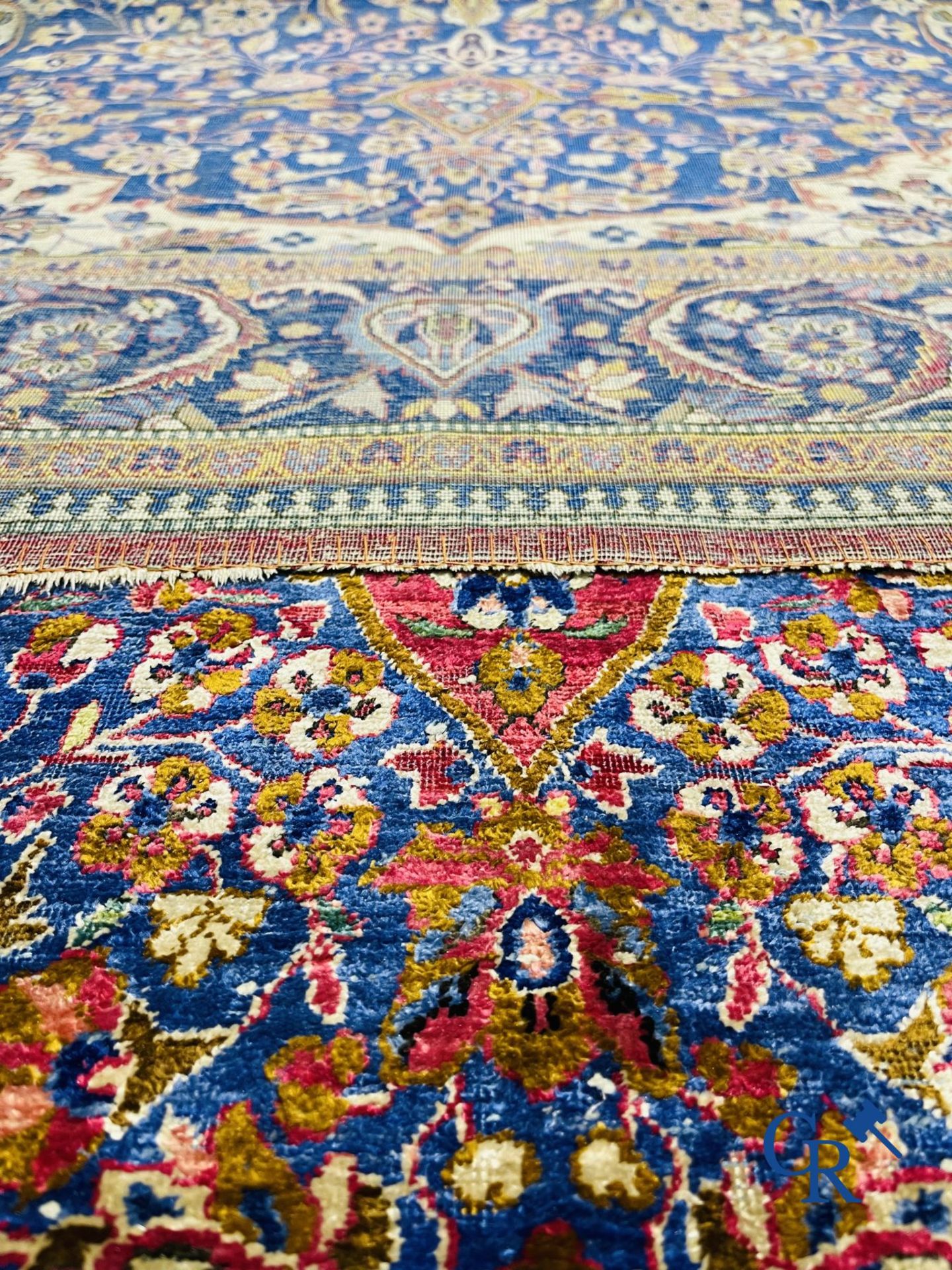 Oriental carpets: Antique silk carpet with floral decor. - Image 9 of 10