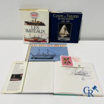 Old toys: Jacques Milet. 4 books on toy boats and 2 original drawings by Jacques Milet.