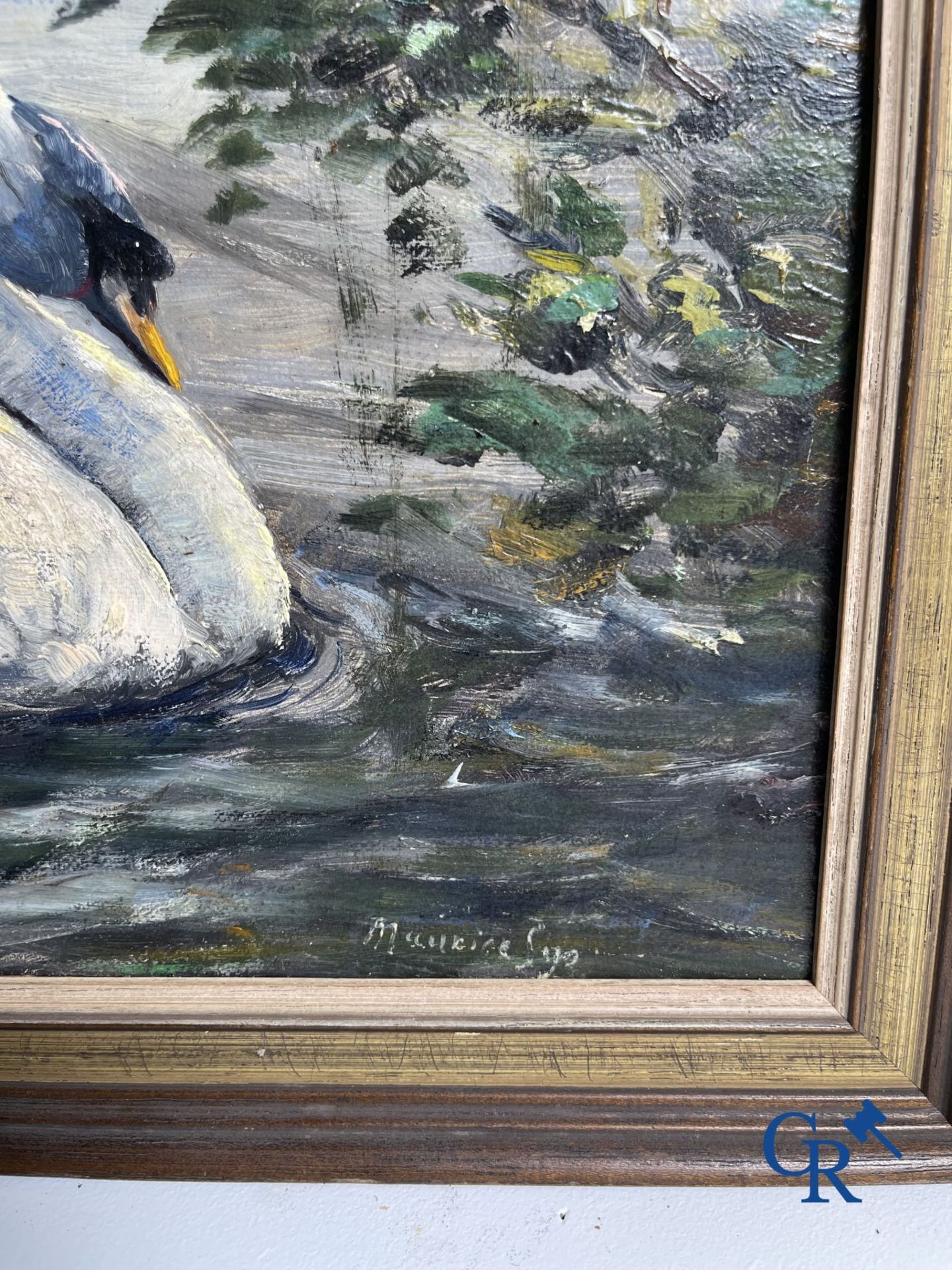 Painting: Maurice Sijs (*) (1880-1972). The white swan. Oil on panel. - Bild 6 aus 10