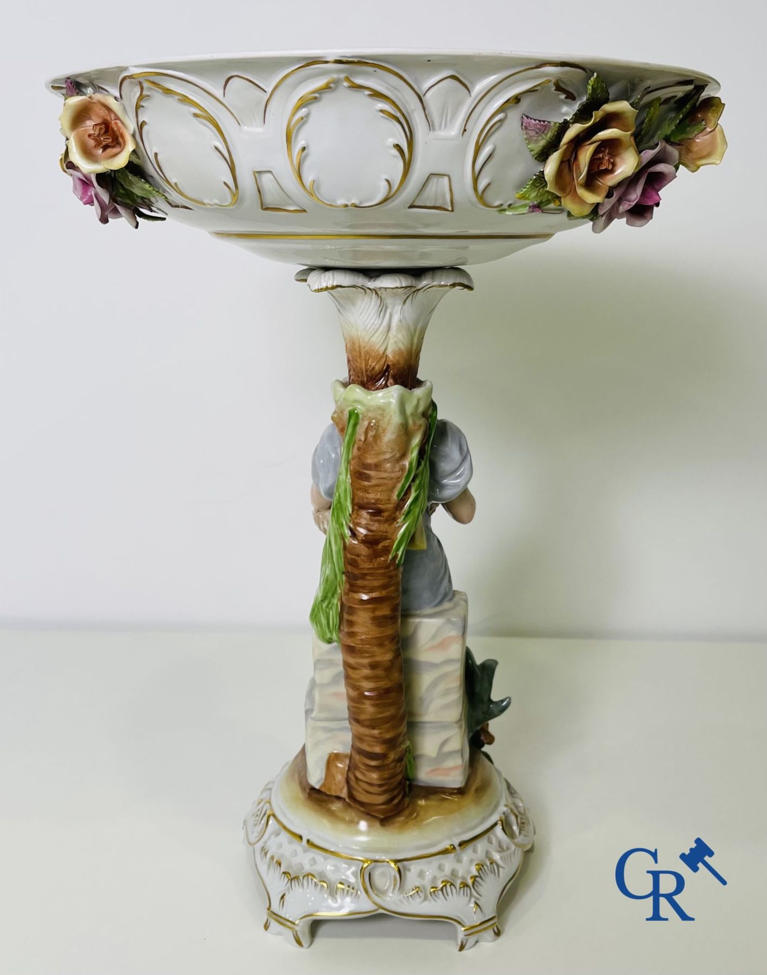 A pair of table centrepieces in German polychrome porcelain. - Image 10 of 16