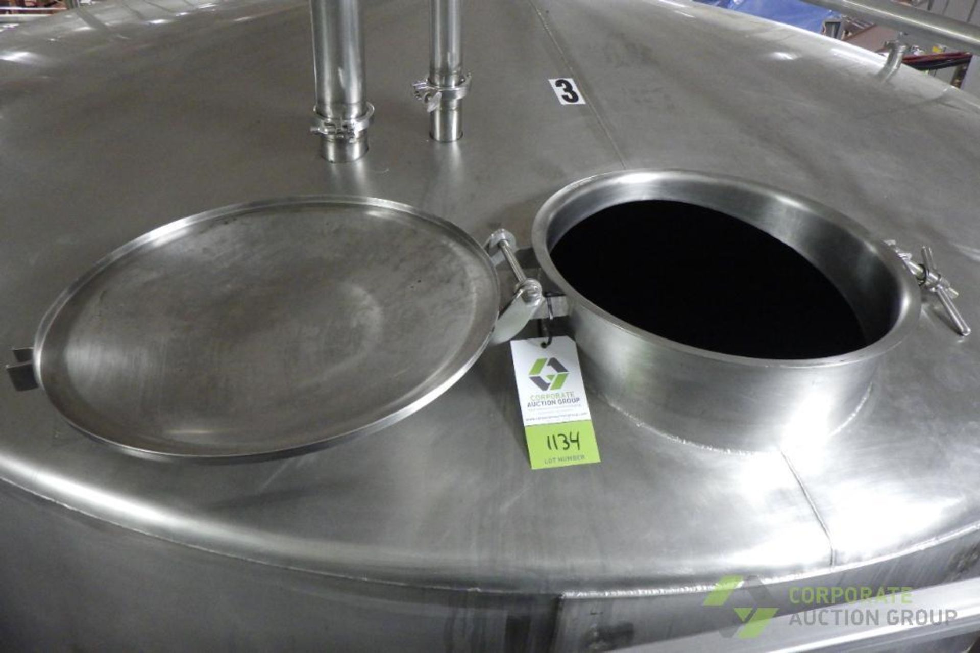 ~4500 US Gallon / 16500 L Stainless Steel Relish tank, Single Wall, 104" Dia. x 120" H, cone bot - Image 11 of 20