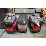 (3) Rubbermaid rolling carts with contents
