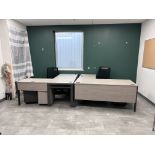 Contents of office incl: (3)"L" Shape desk, (2)executive chair