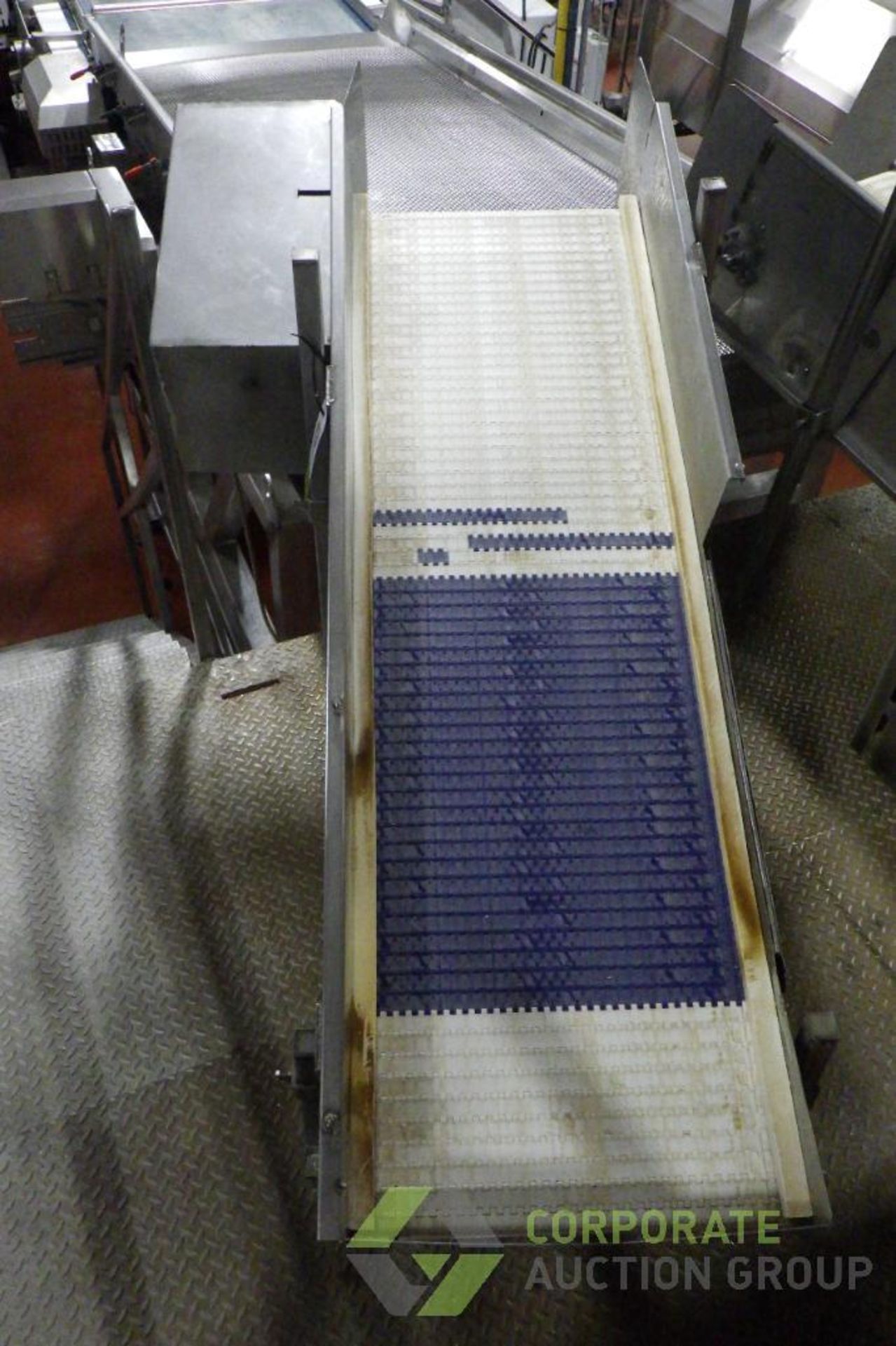 72" L x 21" W Incline Conveyor, 16" infeed x 30" discharge H, SS Frame