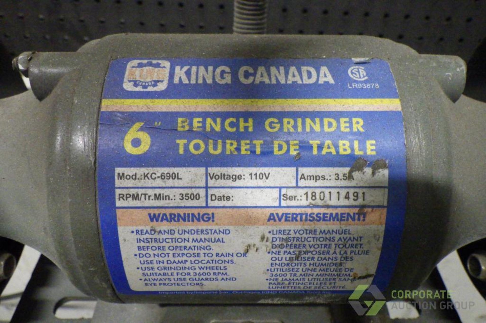 King Canada 6 in. bench grinder - Image 4 of 5