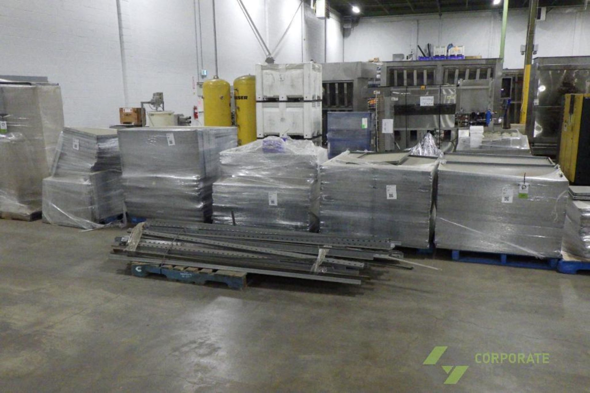 (6) pallets of steel shelving