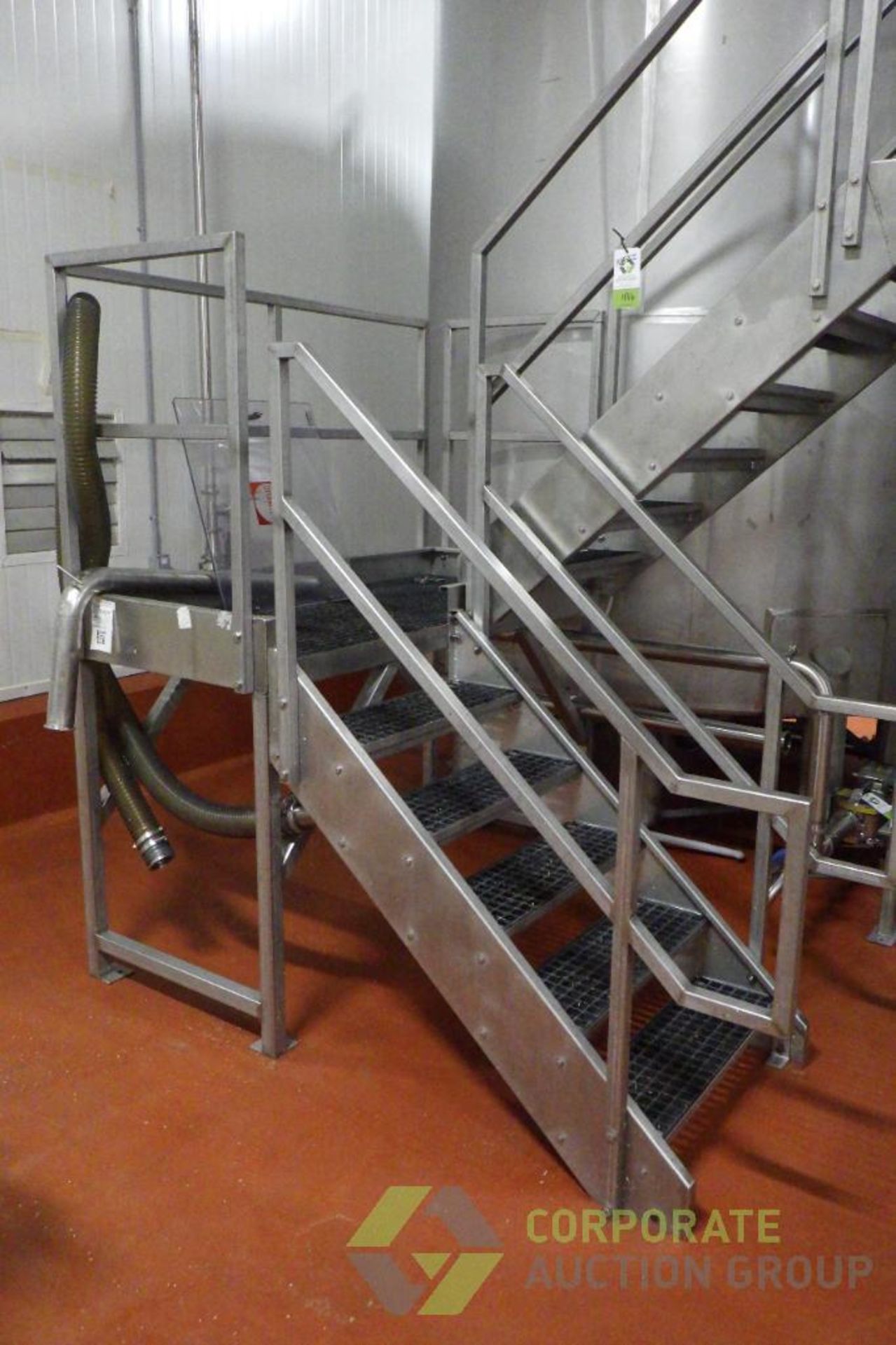 SS mezzanine, 32' L x 36" W x 108" H, bolted together, w/ stairs - Image 3 of 16