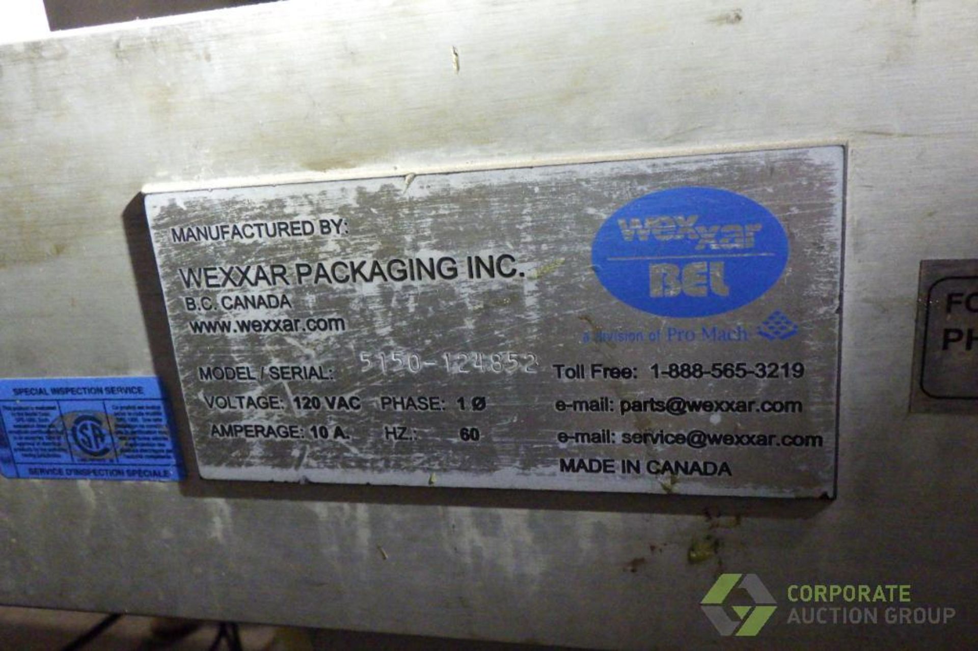 WEXXAR BEL mod. WFPS 5150 Case Sealer w/ Box Former, Top & Bottom Case Taper, ser. 5150-124852 - Image 9 of 9