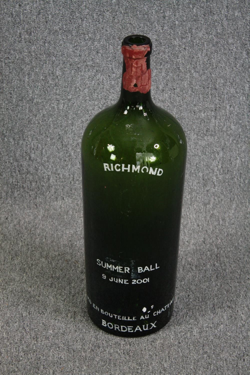 A large oversized wine bottle. Bouteille chateau, Bordeaux. Richmond Summer Ball 2001. H.63cm. - Image 2 of 3