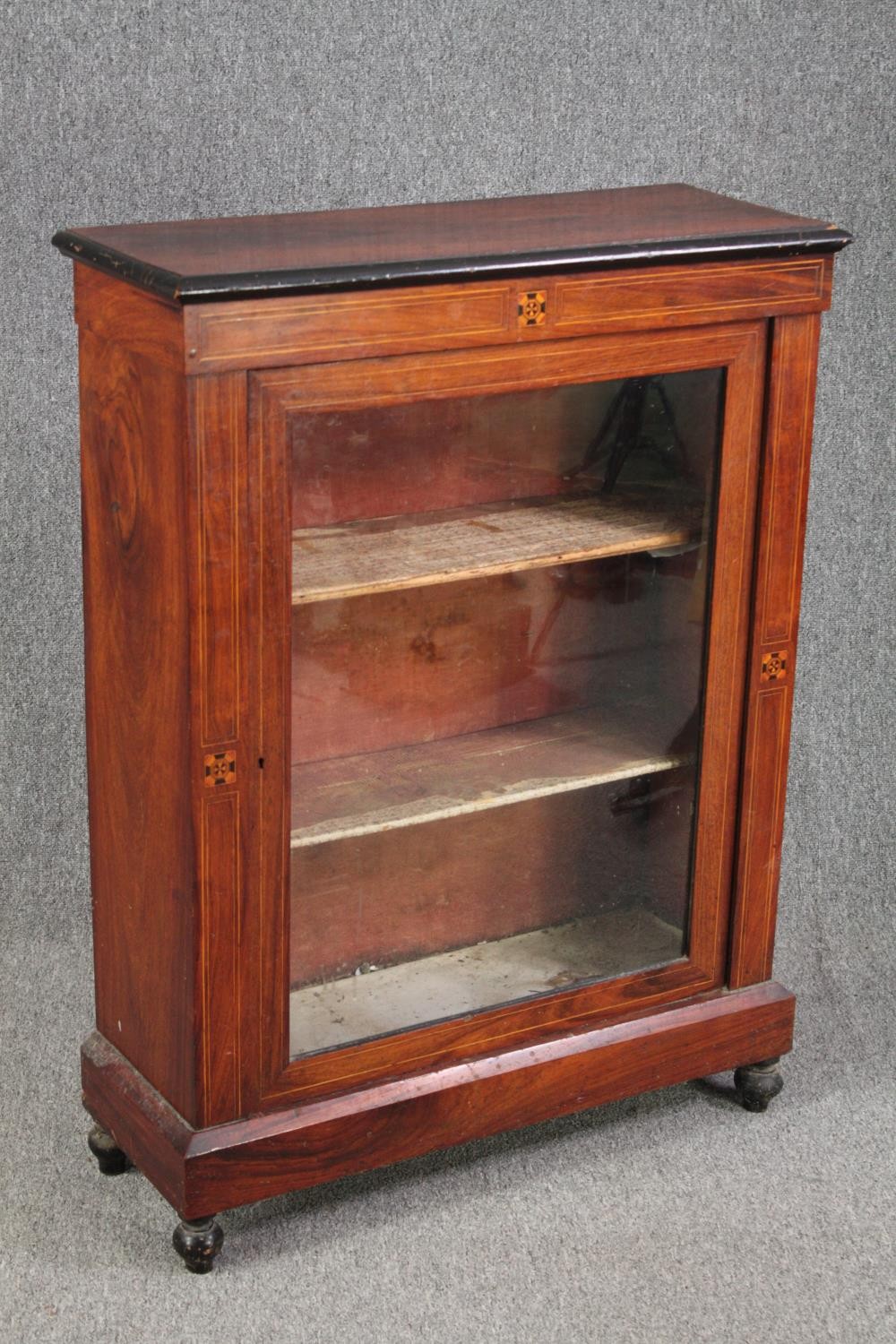 Pier cabinet, 19th century walnut with satinwood and ebony inlay. H.107 W.78 D.30cm. - Image 2 of 5