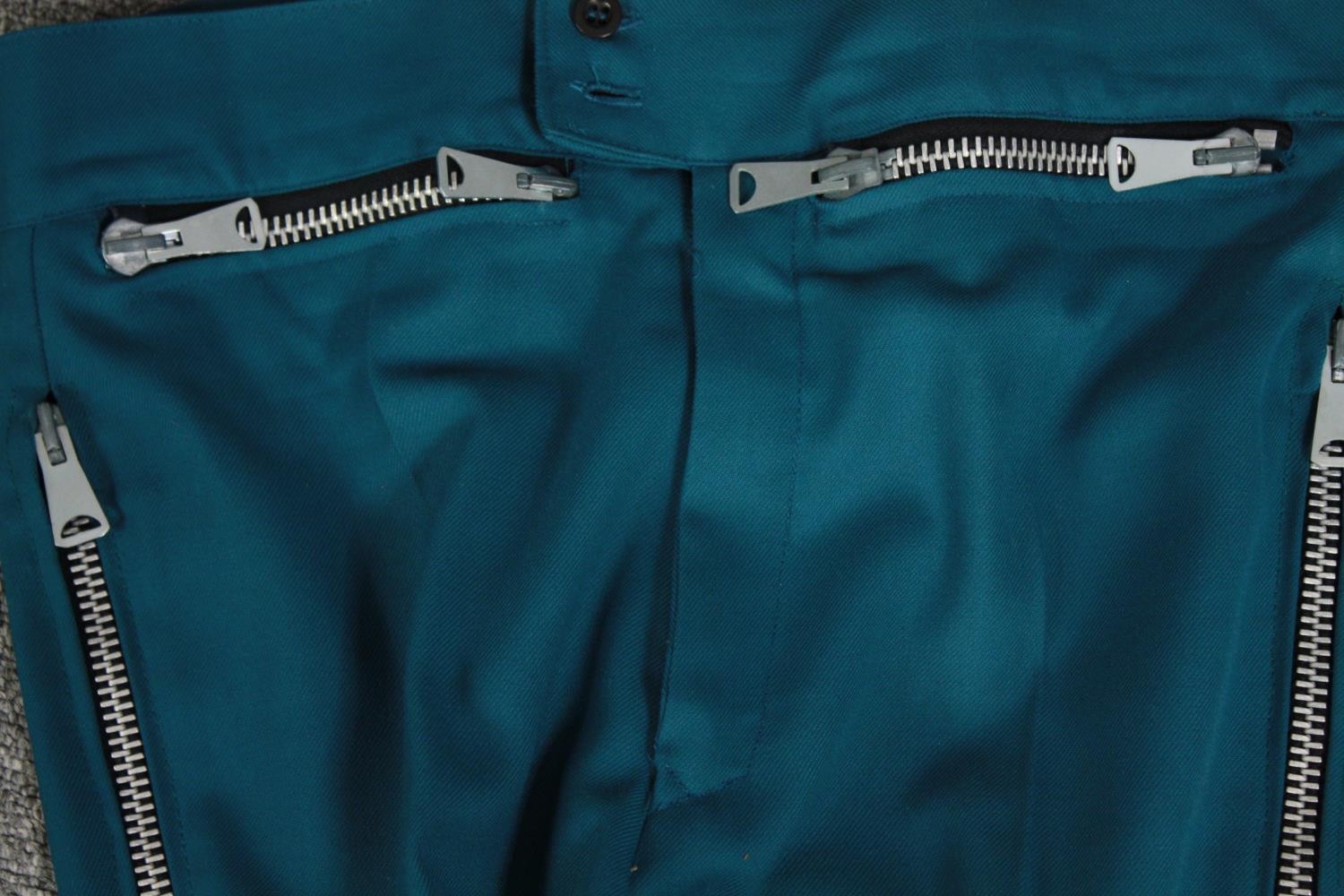 Three pairs of bespoke made vintage flared trousers in various colours. - Image 6 of 7