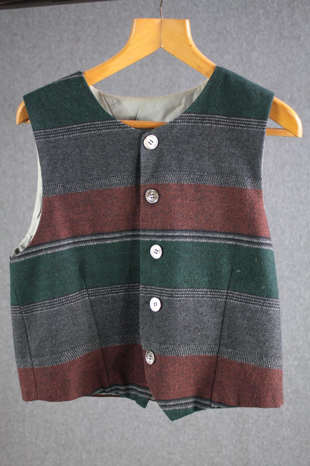A woollen mix tartan waistcoat.