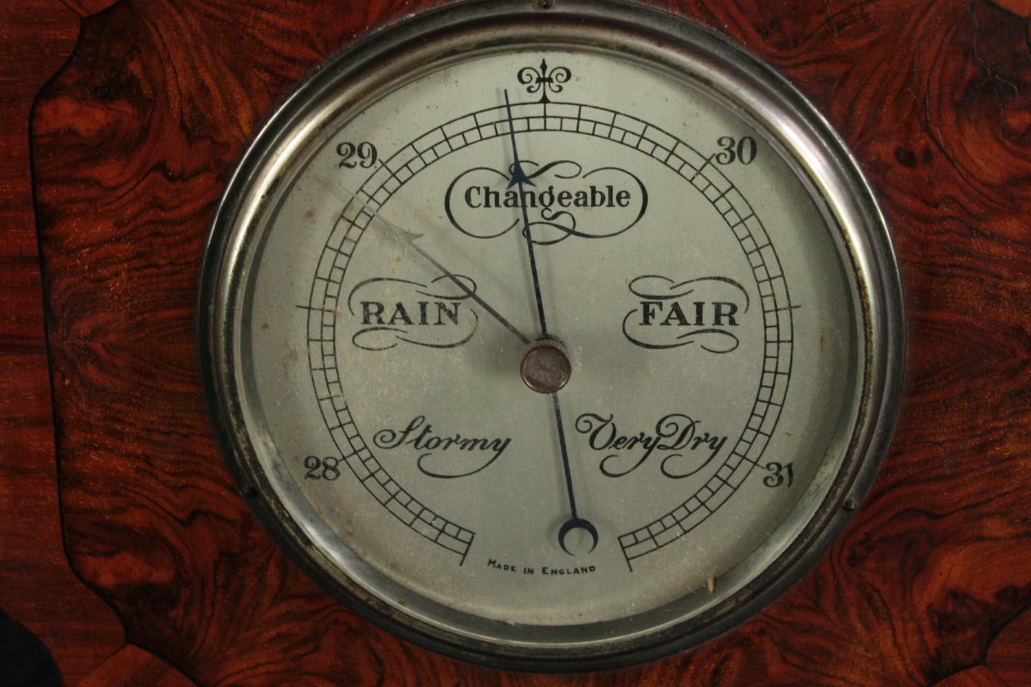 An early to mid twentieth century barometer made in England. In a walnut veneer case. .H.30 W.30cm. - Image 2 of 5