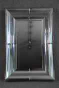 Wall mirror, contemporary, glazed cushion frame. H.122 W.80cm.