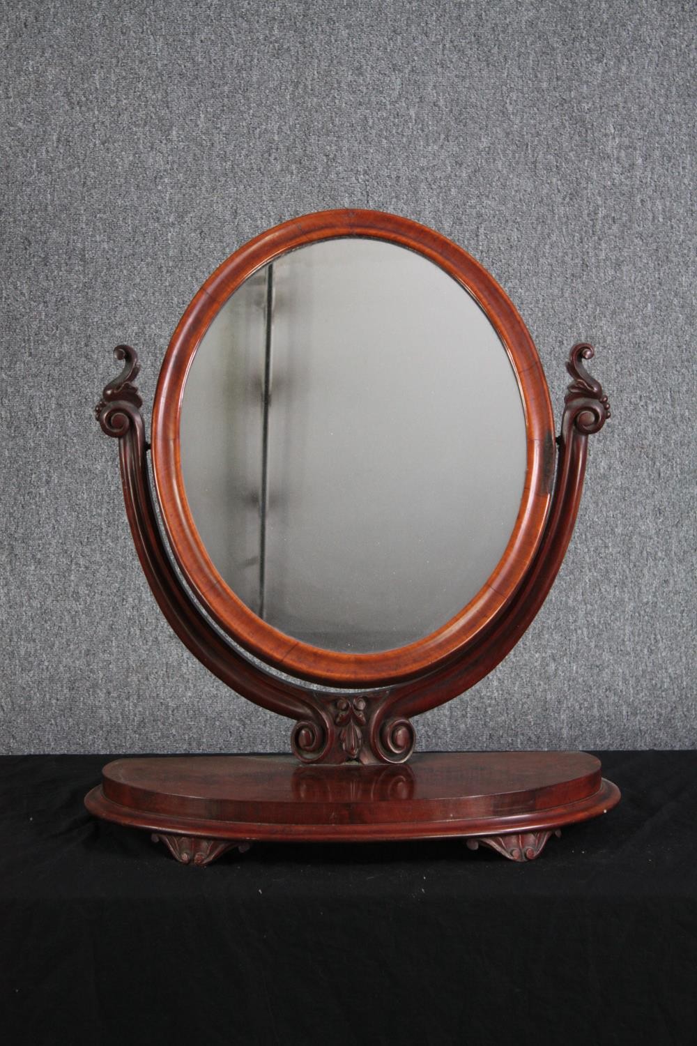 Toilet mirror, mid Victorian mahogany. H.70 W.60cm.