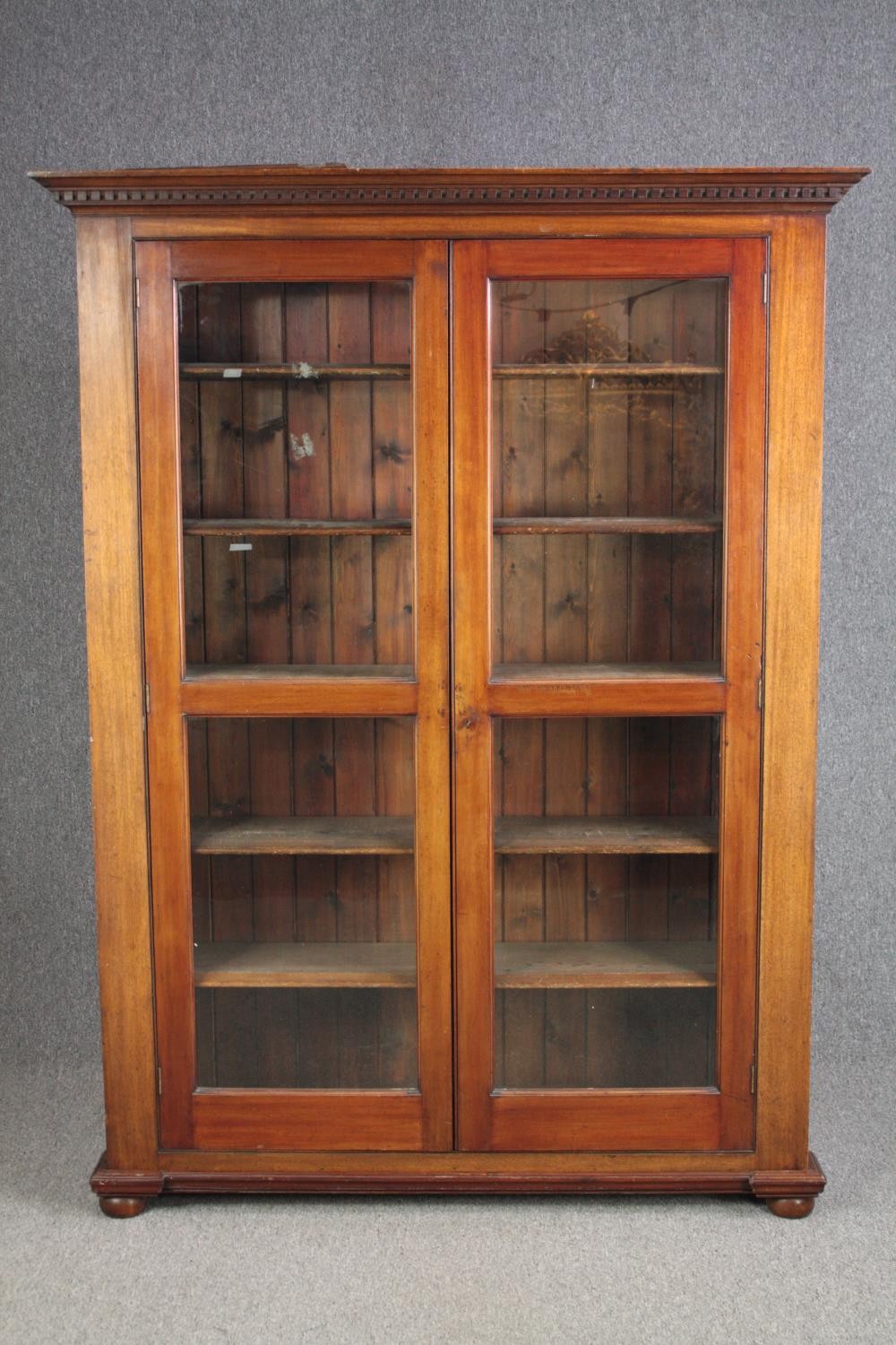 Library bookcase, 19th century full height walnut. H.190 W.145 D.31cm.