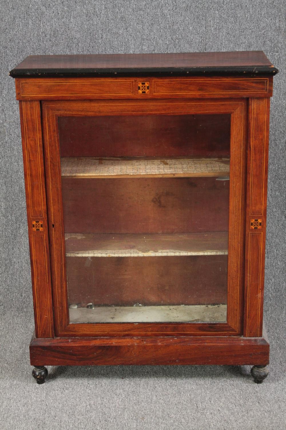 Pier cabinet, 19th century walnut with satinwood and ebony inlay. H.107 W.78 D.30cm.