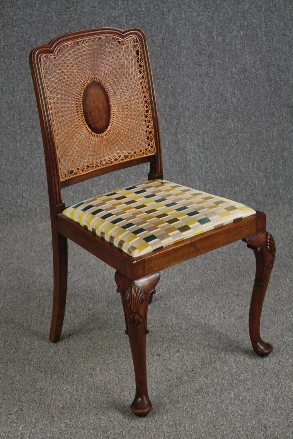 Dining chairs, a set of four Georgian style walnut with reupholstered drop in seats. - Image 3 of 6