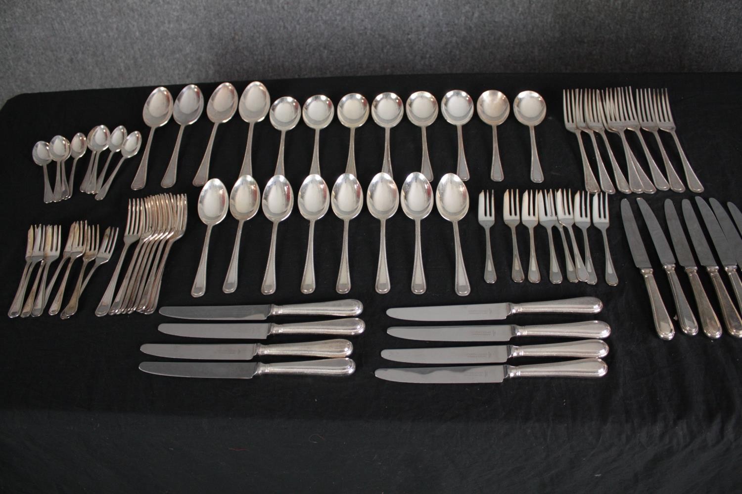 A mixed collection of silver plated cutlery for eight people.(84 pieces)