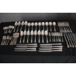 A mixed collection of silver plated cutlery for eight people.(84 pieces)