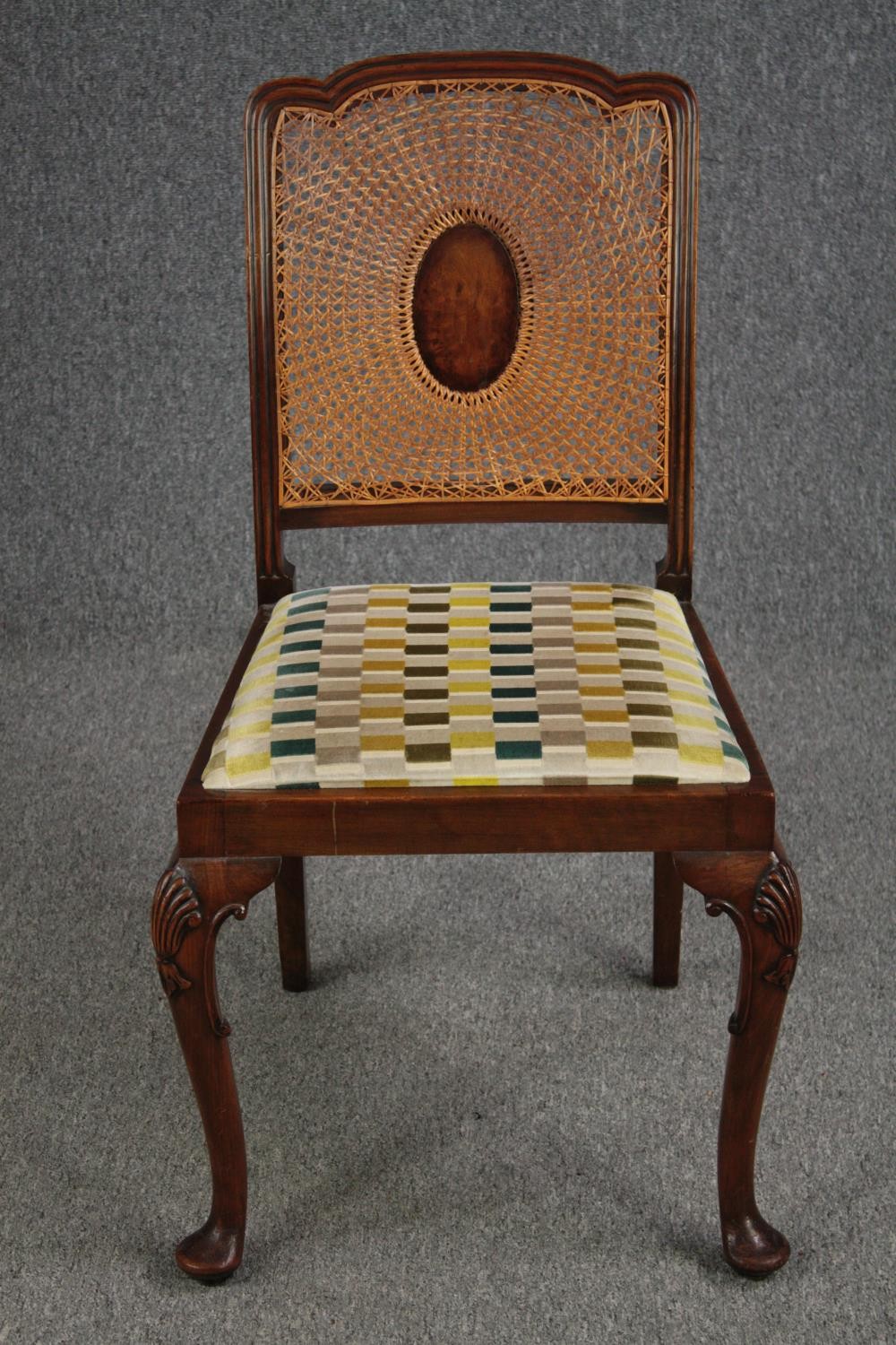 Dining chairs, a set of four Georgian style walnut with reupholstered drop in seats. - Image 2 of 6