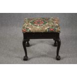 Piano stool, early 20th century mahogany Georgian style. H.52 W.50 D.38cm.