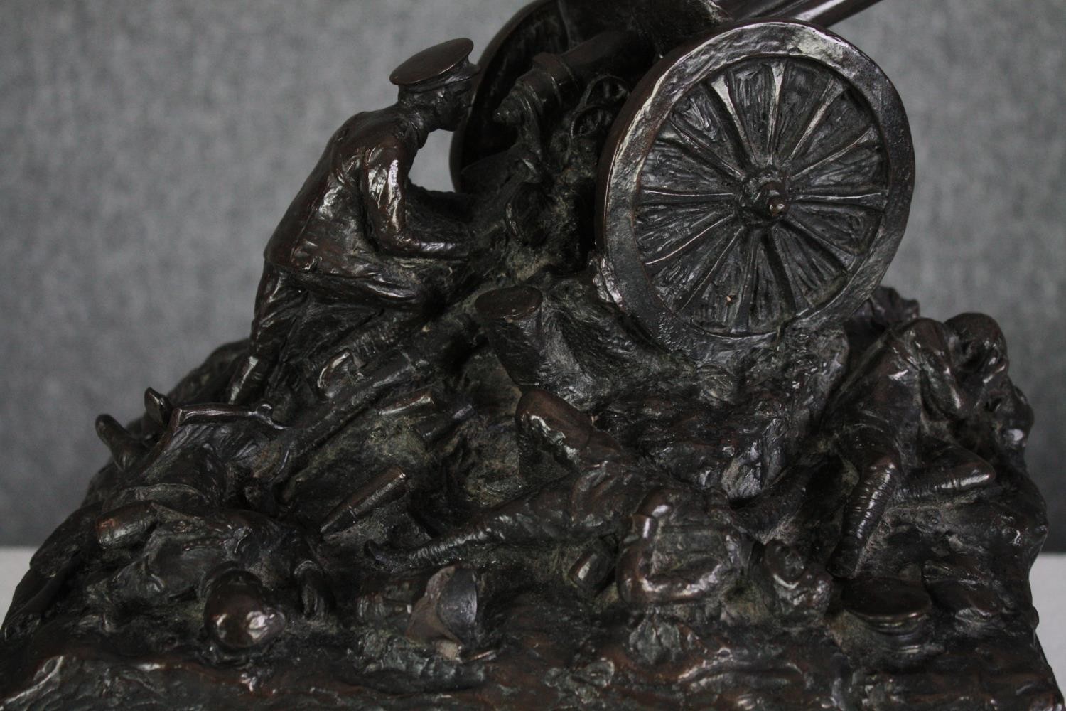 Vincent Gattai (active 1915). Titled on the plinth, 'The Last Gunner'. A lone artilleryman is - Image 8 of 10