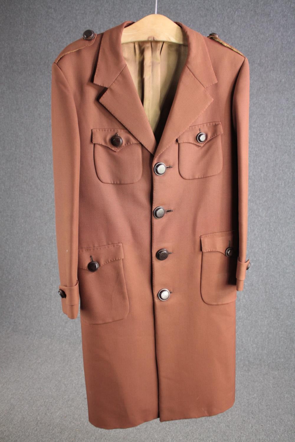 A vintage tailor made silk mix overcoat with maker's label. - Image 2 of 7