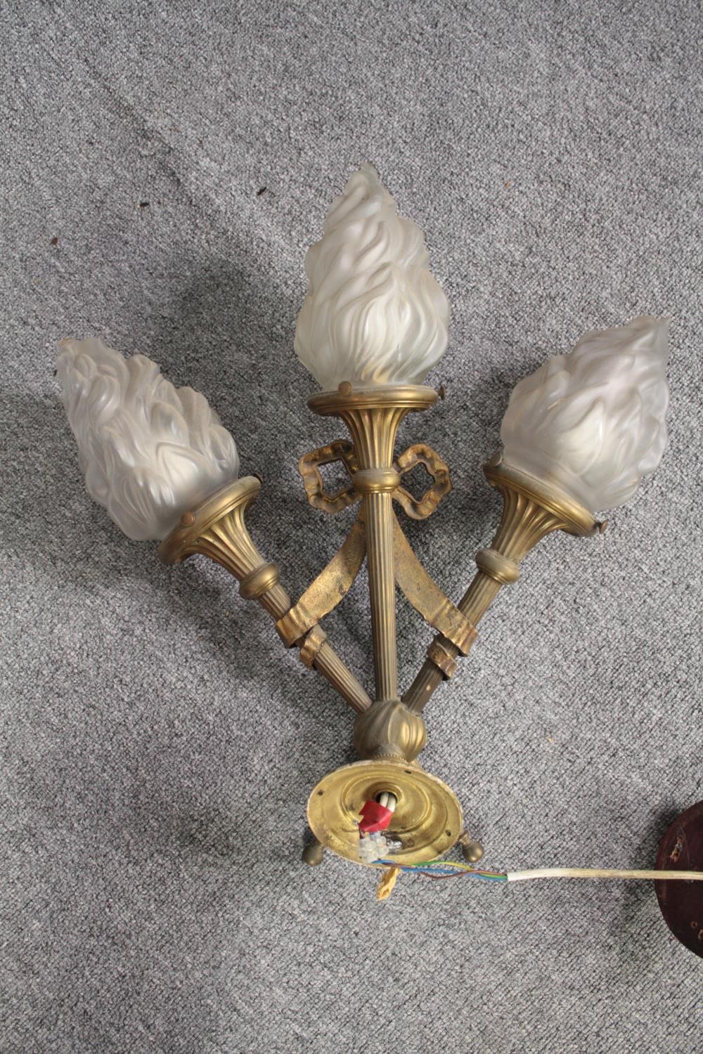 Wall light in the form of three torches. H.55 W.50cm. - Image 5 of 5