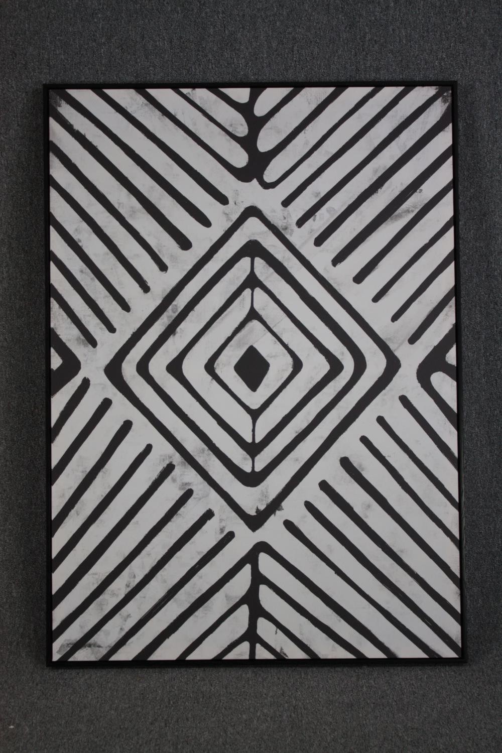 Oil on canvas, abstract black and white composition, unsigned. H.140 W.100cm. - Image 2 of 3