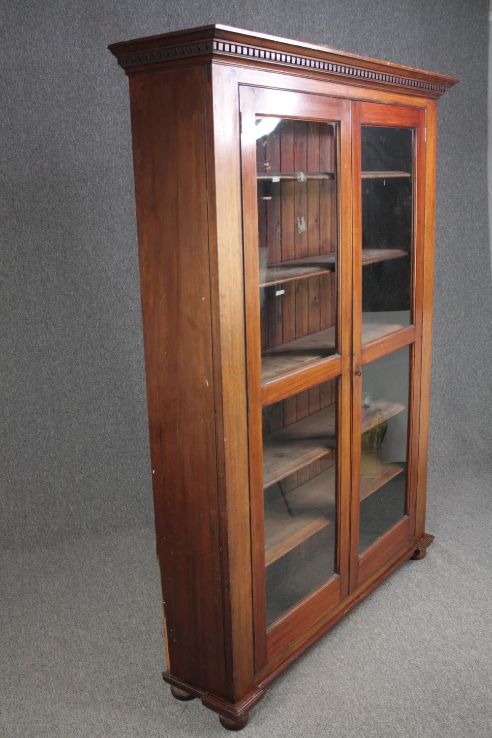 Library bookcase, 19th century full height walnut. H.190 W.145 D.31cm. - Image 2 of 6