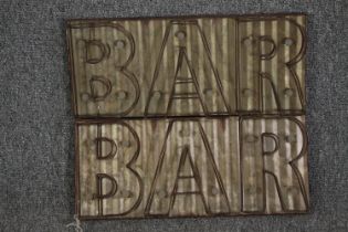 A pair of illuminated bar signs. Battery operated. H.20 W.49cm. (each)