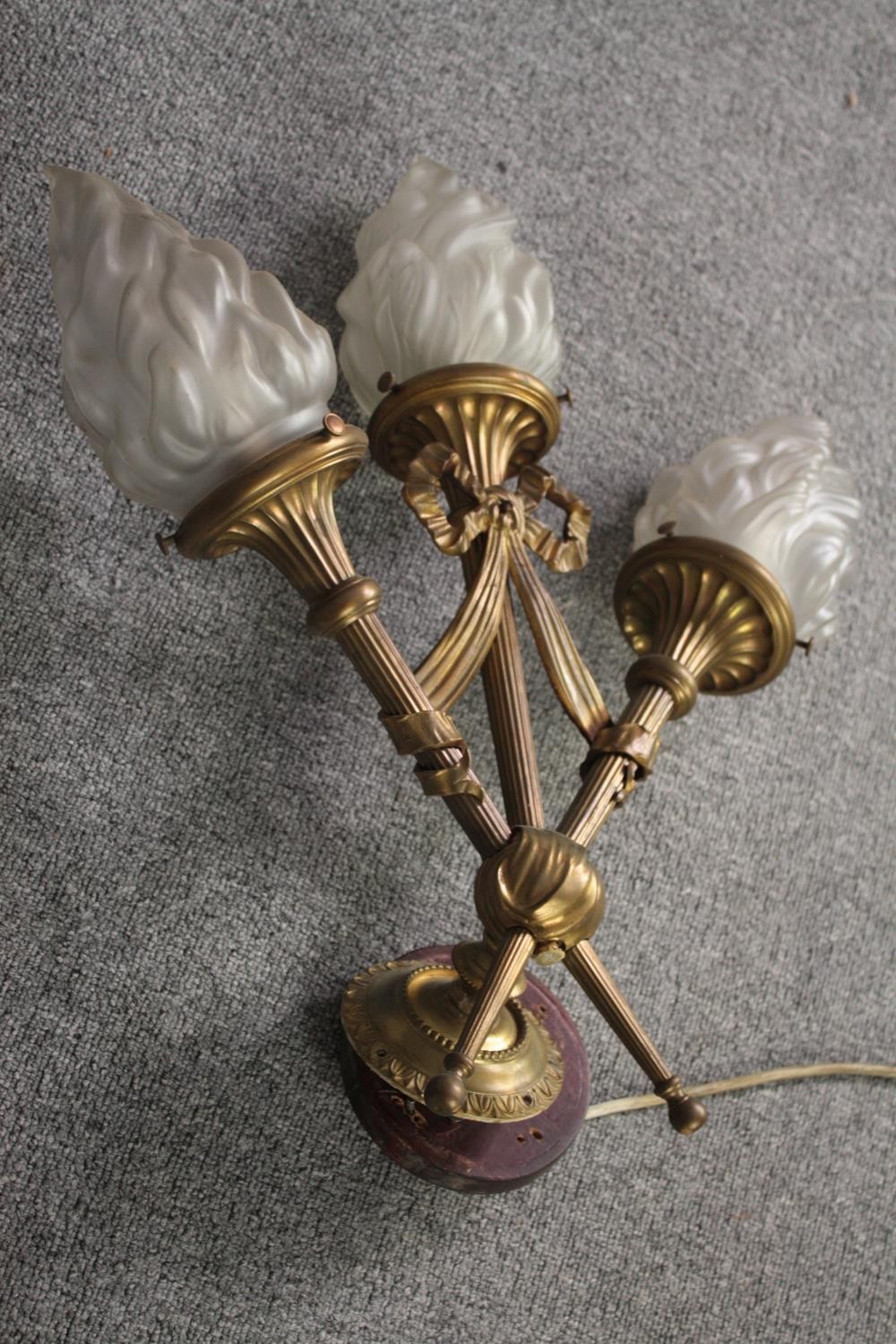 Wall light in the form of three torches. H.55 W.50cm. - Image 2 of 5