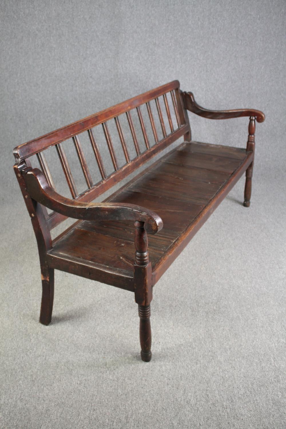 Hall bench, 18th century country oak and elm. H.89 W.177 D.70cm. - Image 2 of 5