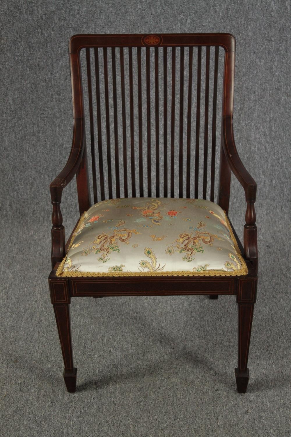 Armchair, Edwardian mahogany framed. H.75cm.