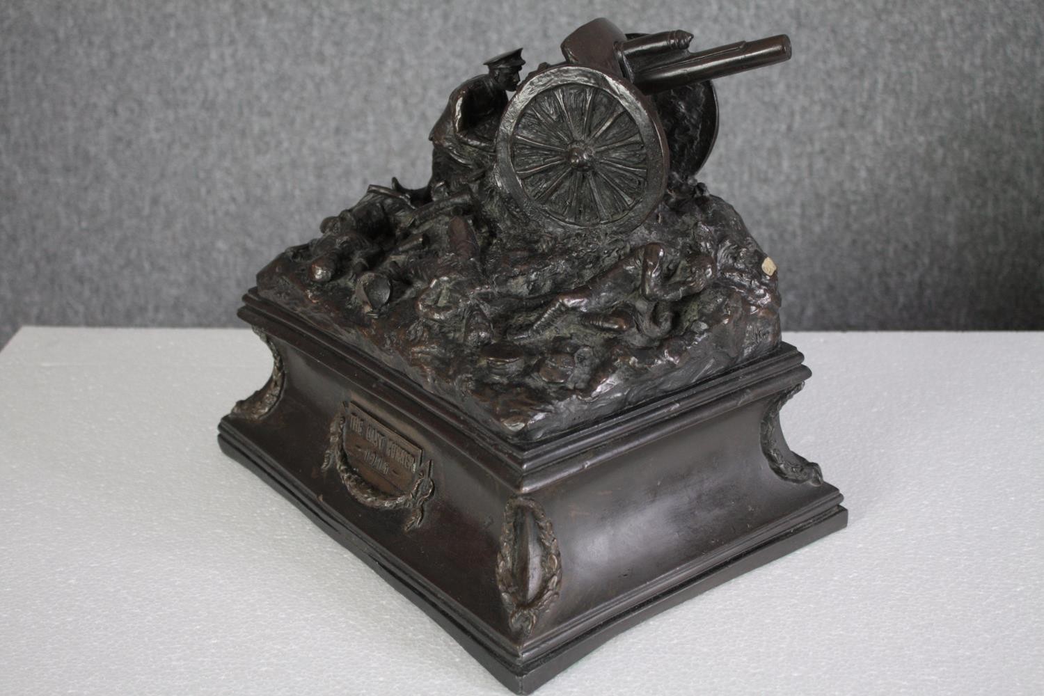 Vincent Gattai (active 1915). Titled on the plinth, 'The Last Gunner'. A lone artilleryman is - Image 5 of 10