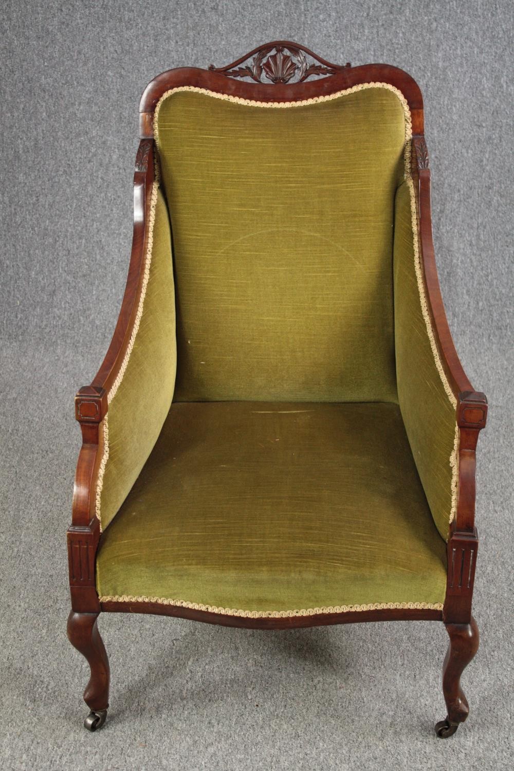 Tub chair, C.1900 mahogany framed. H.97cm.