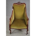 Tub chair, C.1900 mahogany framed. H.97cm.