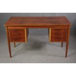 Pedestal desk, mid century Danish teak. H.73 W.120 D.59cm.