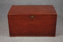 A 19th century camphorwood travelling trunk. H.51 W.94 D.54cm.