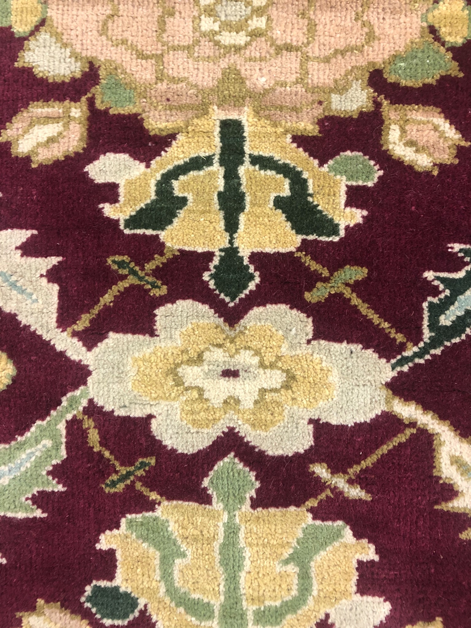 A Shirvan runner with repeating palmette and serrated palm motifs on a claret ground within - Image 3 of 4