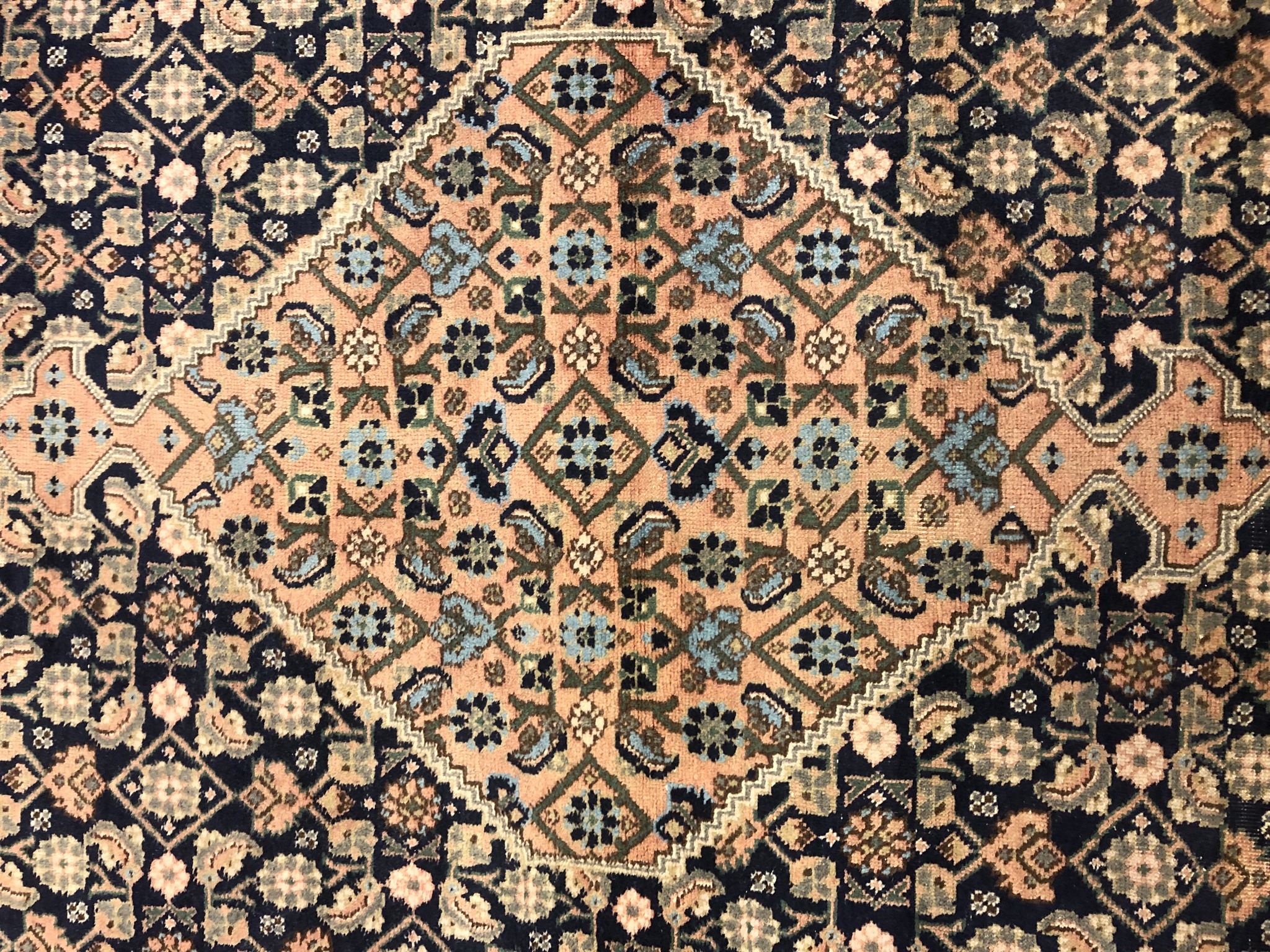 An Ardebil carpet with central lozenge medallion and flowerhead design across the midnight field - Image 3 of 6