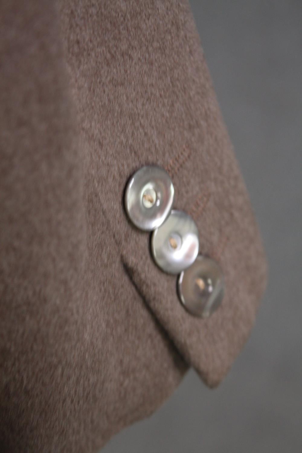 A bespoke made beige suit jacket with mother of pearl buttons. Saint Laurent label. - Image 6 of 6