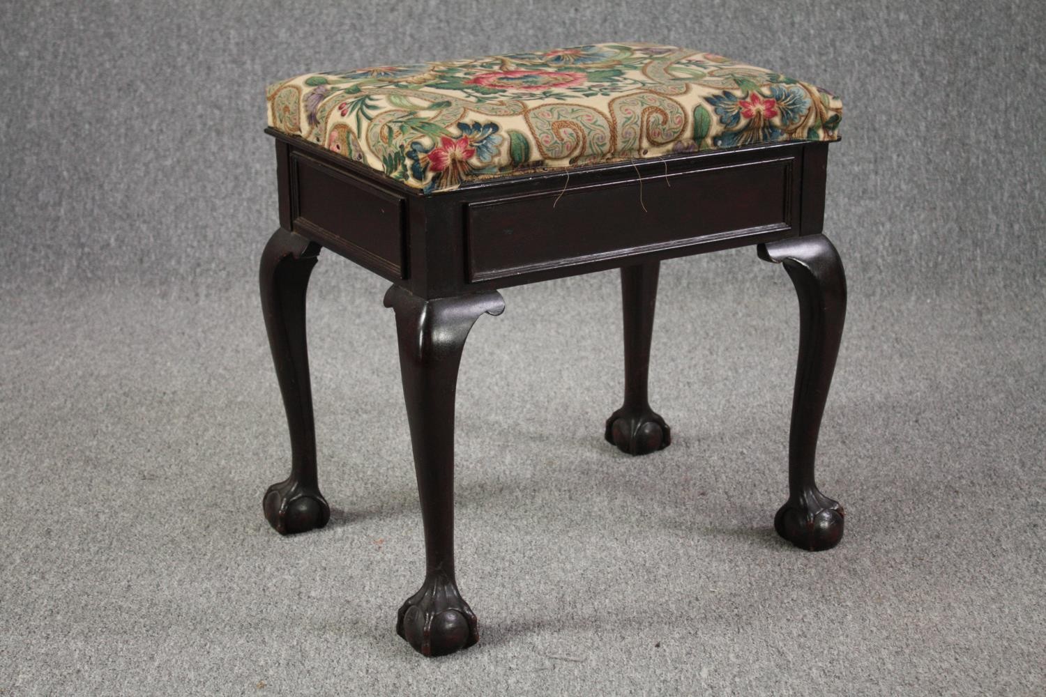 Piano stool, early 20th century mahogany Georgian style. H.52 W.50 D.38cm. - Image 3 of 4
