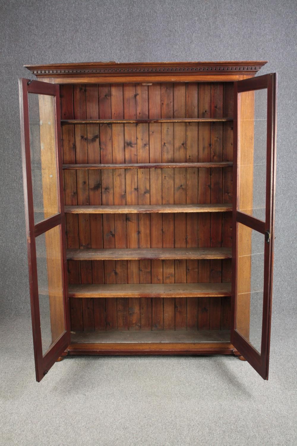 Library bookcase, 19th century full height walnut. H.190 W.145 D.31cm. - Image 4 of 6