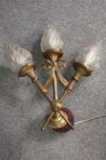 Wall light in the form of three torches. H.55 W.50cm.