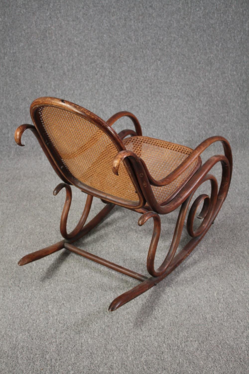 Rocking chair, vintage bentwood with caned back and seat. H.82cm. - Image 4 of 4